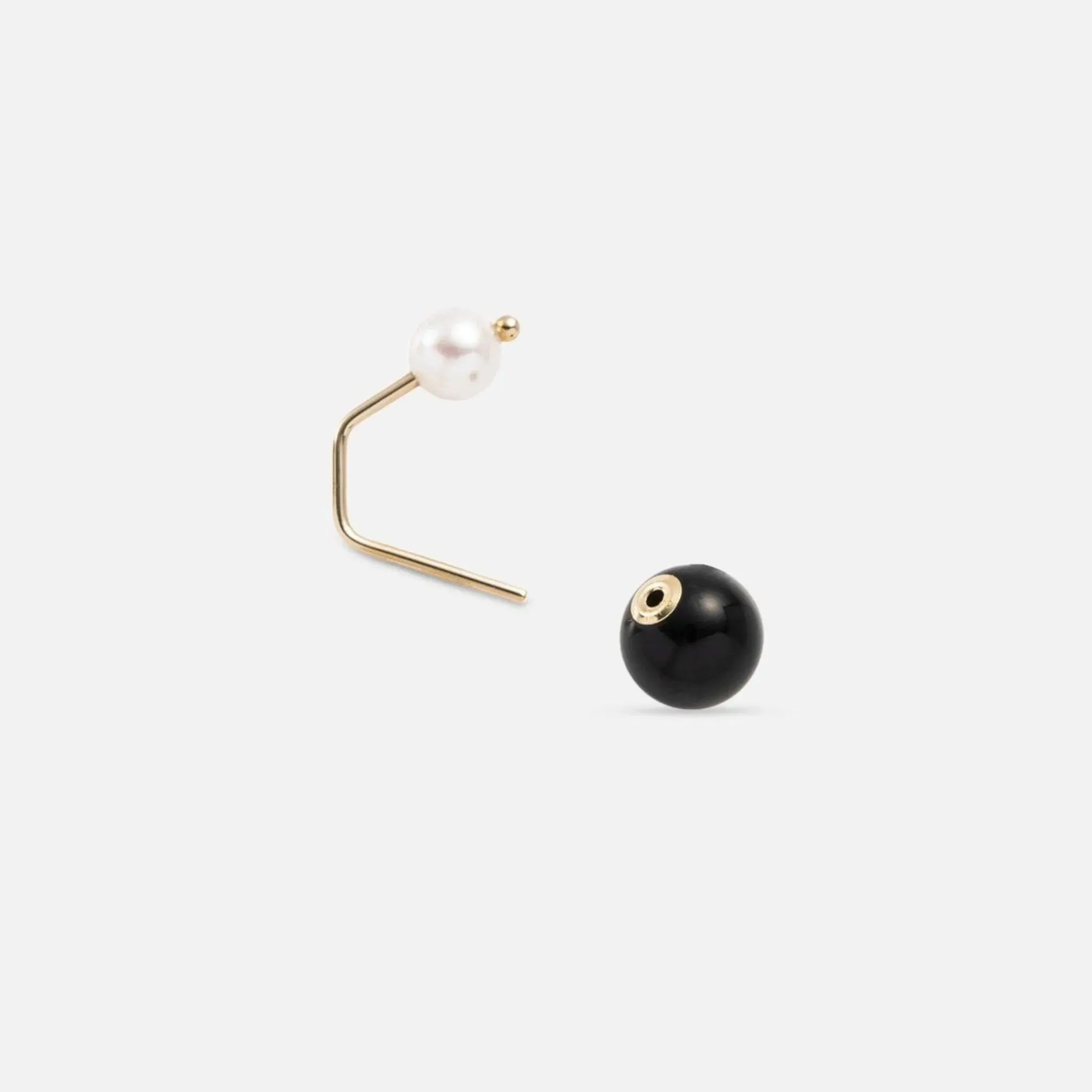 Bumble Bee Pearl Onyx Earring