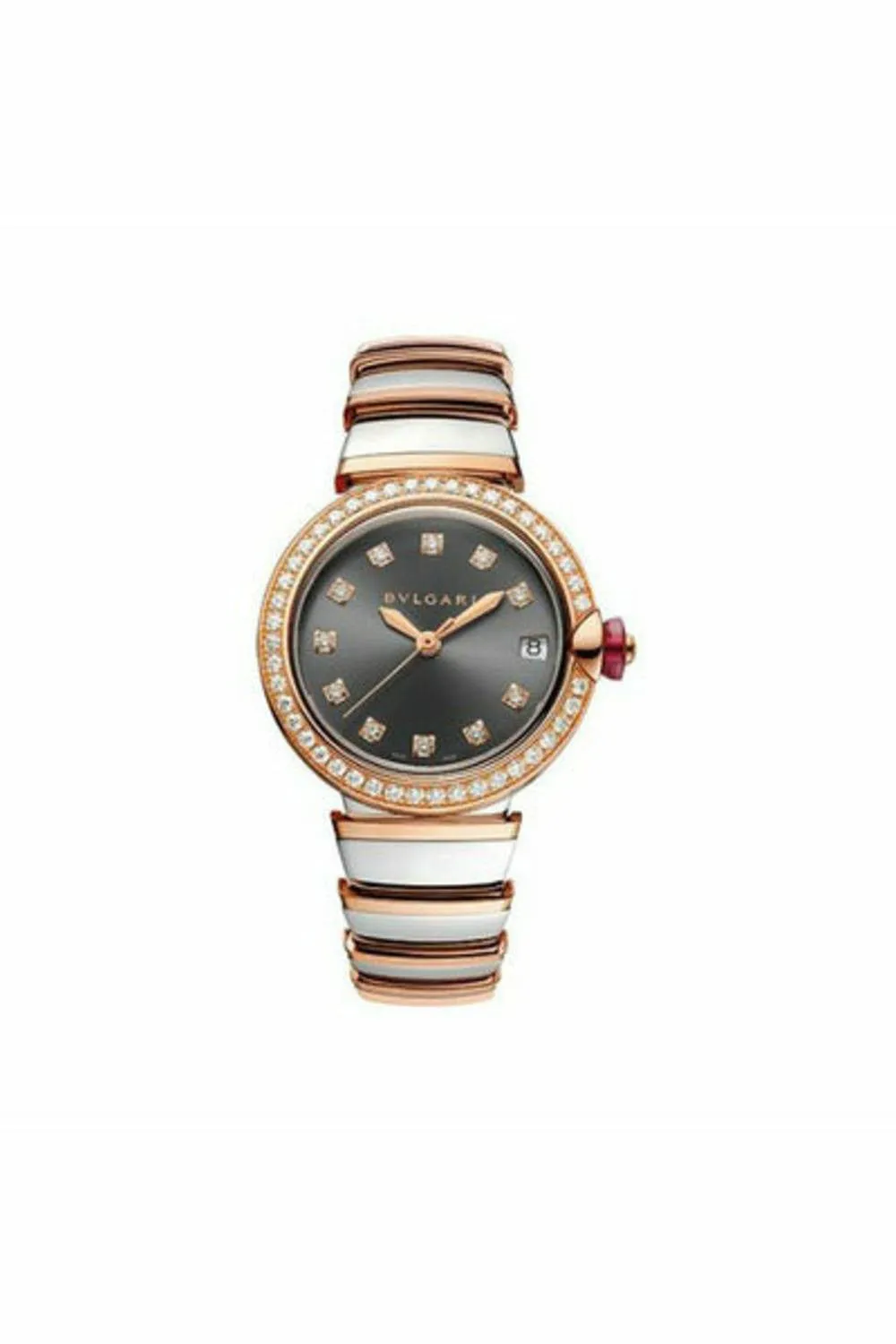 bvlgari lvcea 33mm stainless steel/18k rose gold ladies watch