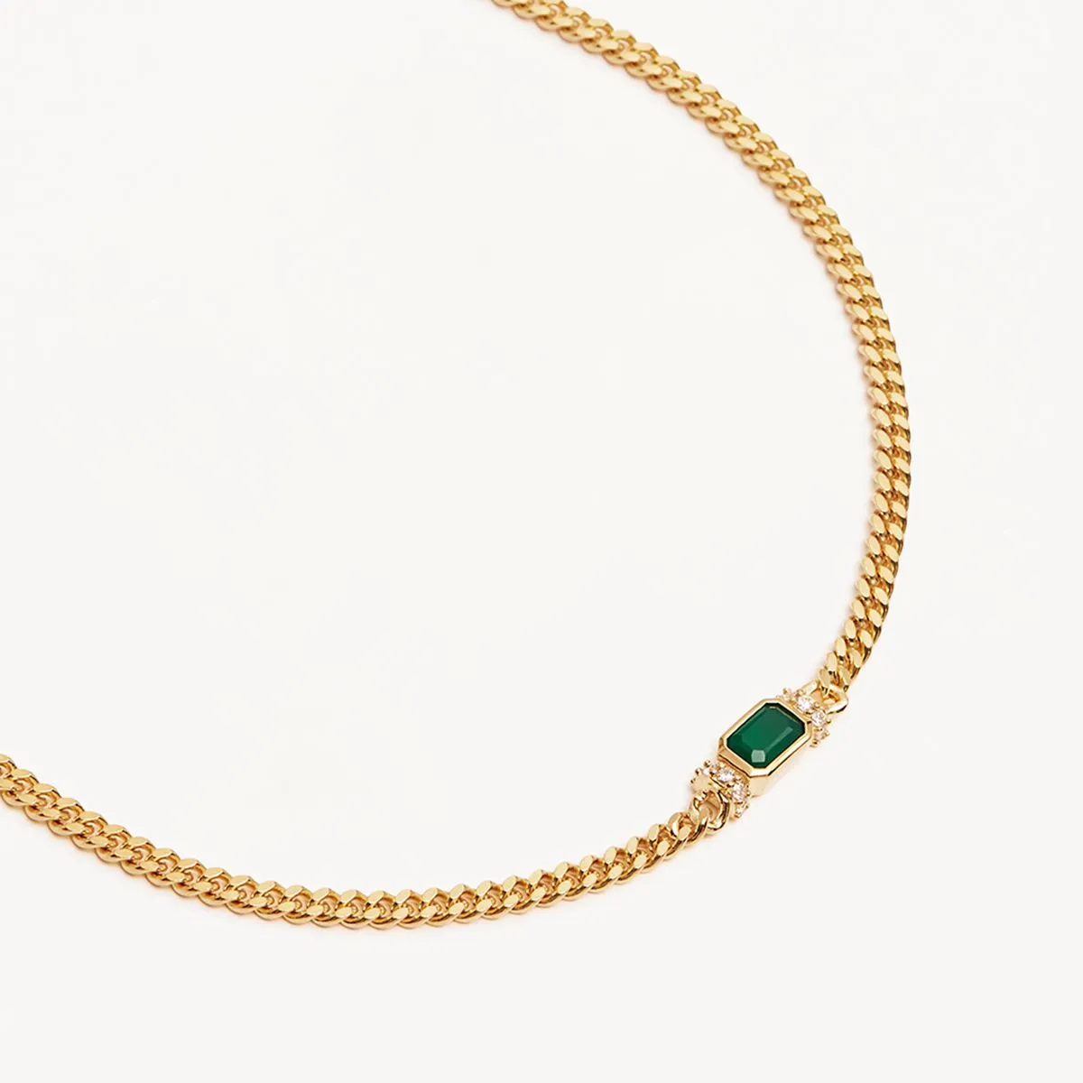 By Charlotte Strength Within Green Onyx Curb Choker, Gold