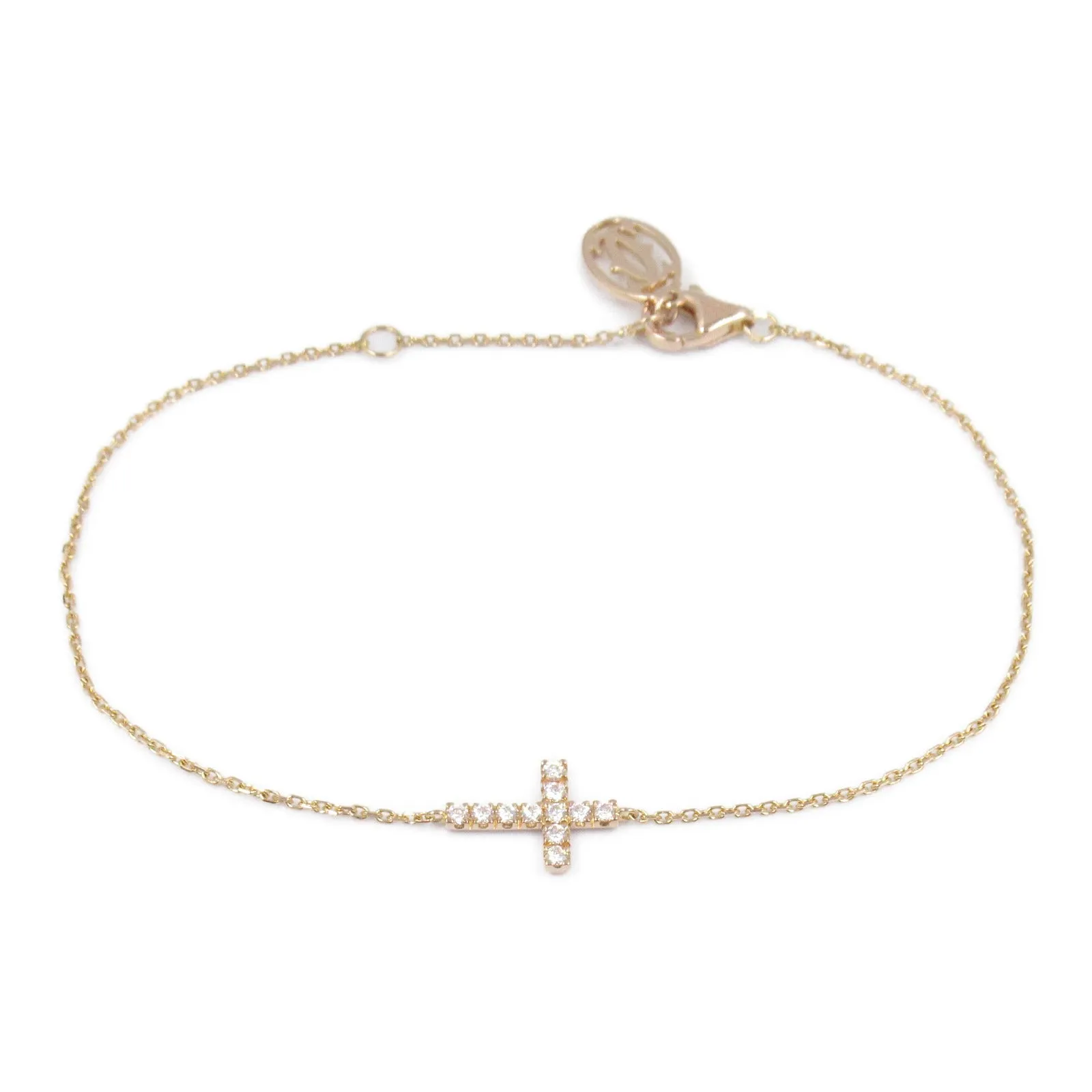 Cartier Diamond K18PG Pink Gold Cross Bracelet