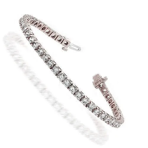 Certified 8.00CT Round cut Tennis Bracelet in 14KT White Gold