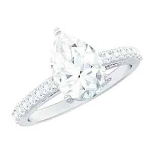 Certified Moissanite Teardrop Engagement Ring