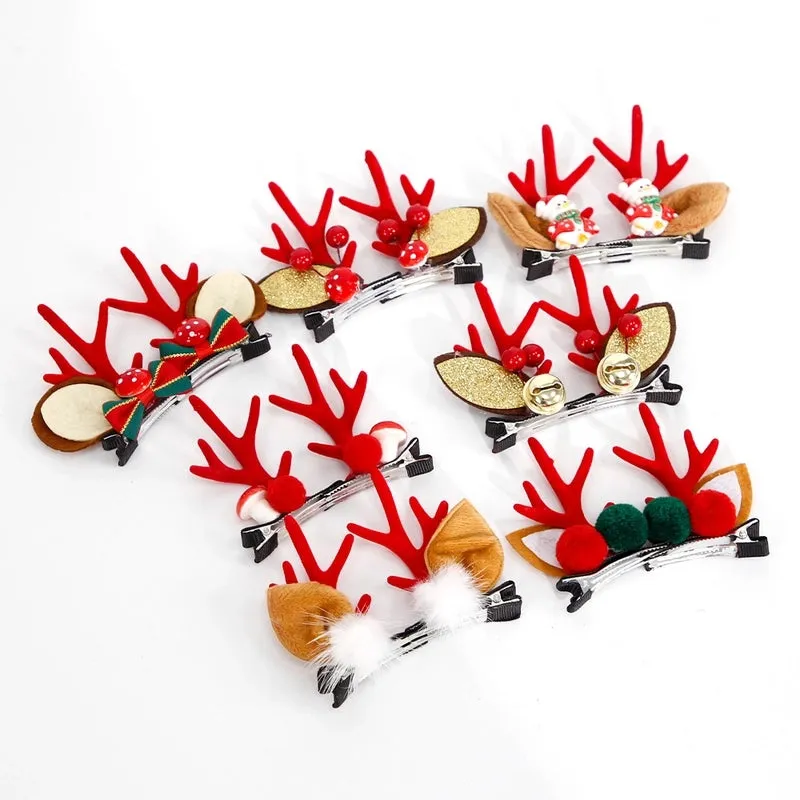 Christmas Cartoon Style Bell Snowman Antlers Plastic