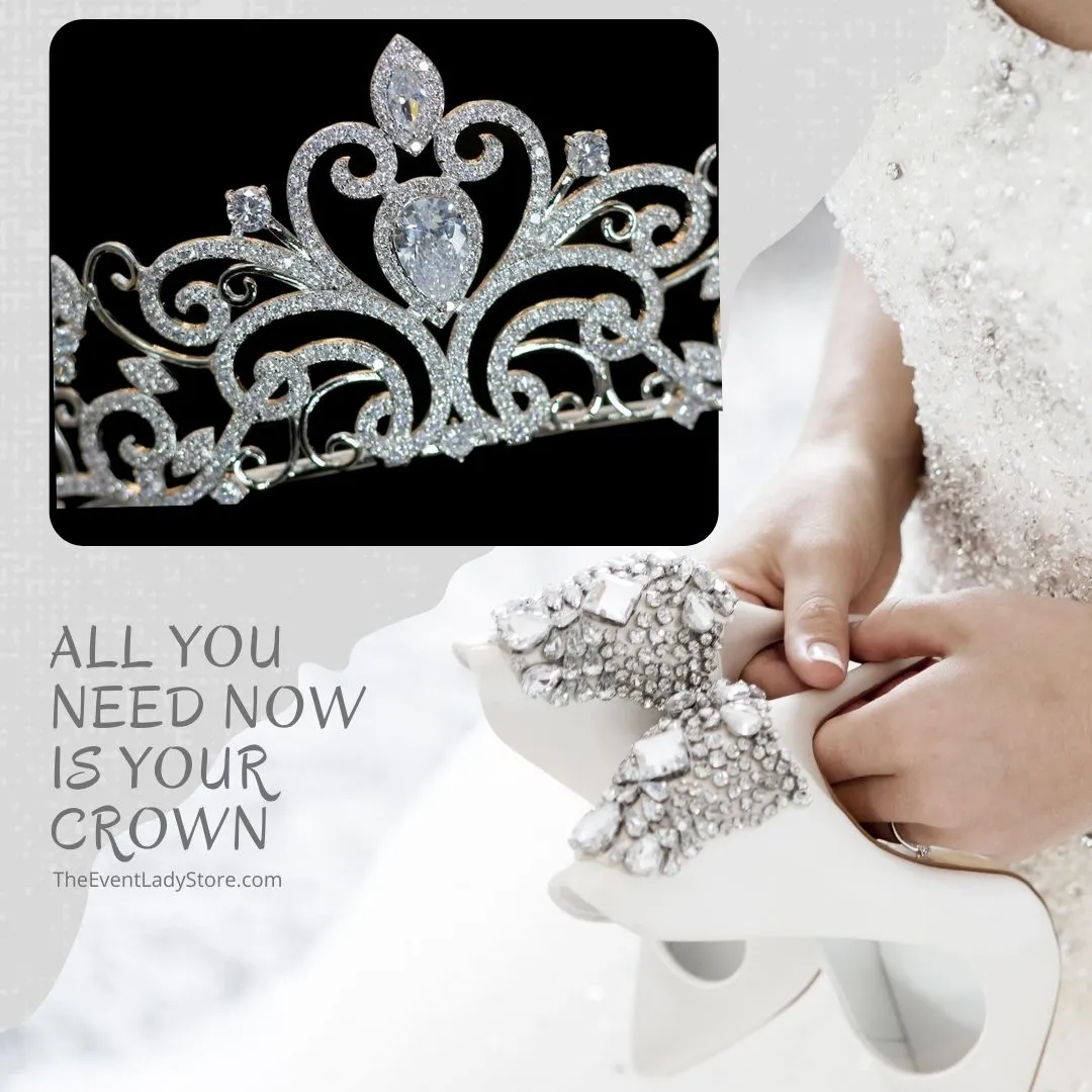 Classic Elegance Flair Cubic Zirconia Bridal Tiara-Crystal Crown for Bride or Quinceanera