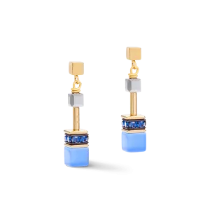 Coeur De Lion GeoCUBE® Blue-Gold Earrings