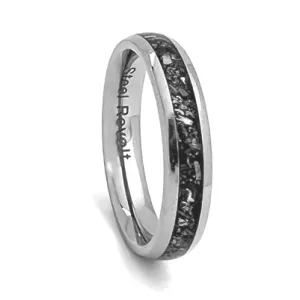 Comfort Fit 4mm Titanium Ring With an Inlay of Meteorite Pieces