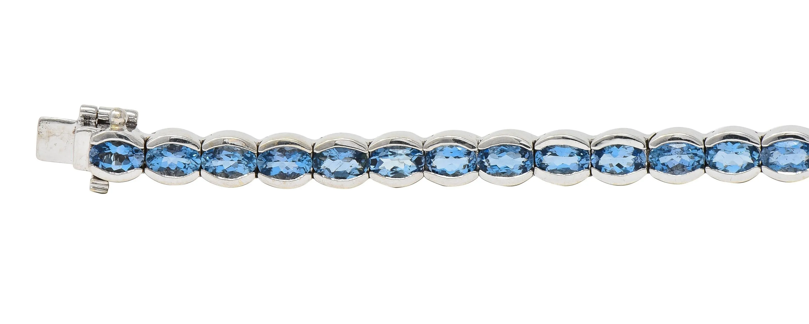 Contemporary 9.80 CTW Blue Topaz 14 Karat White Gold Line Bracelet