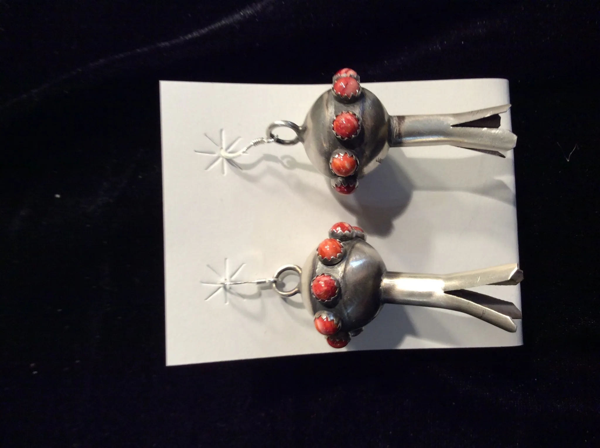 Coral Squash Blossom Earring