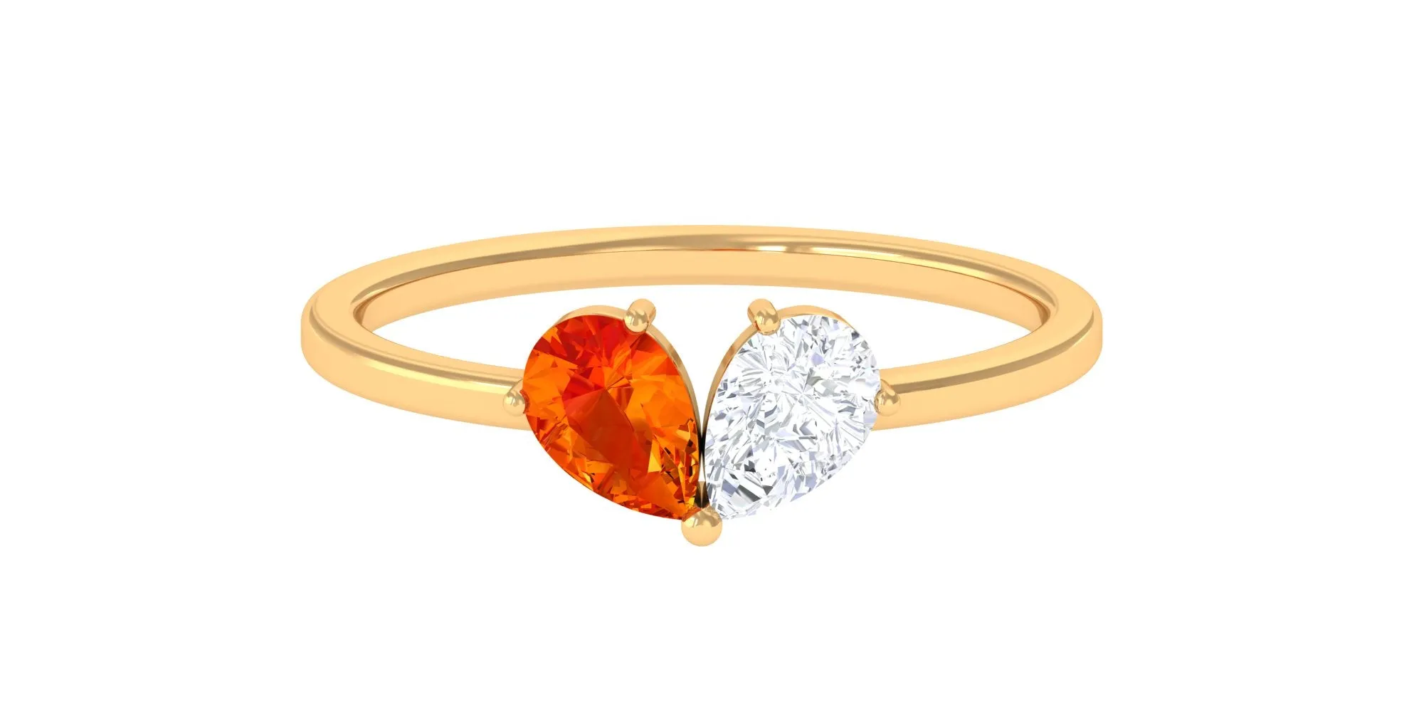 Created Orange Sapphire Toi Et Moi Ring