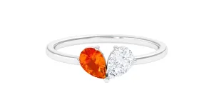 Created Orange Sapphire Toi Et Moi Ring