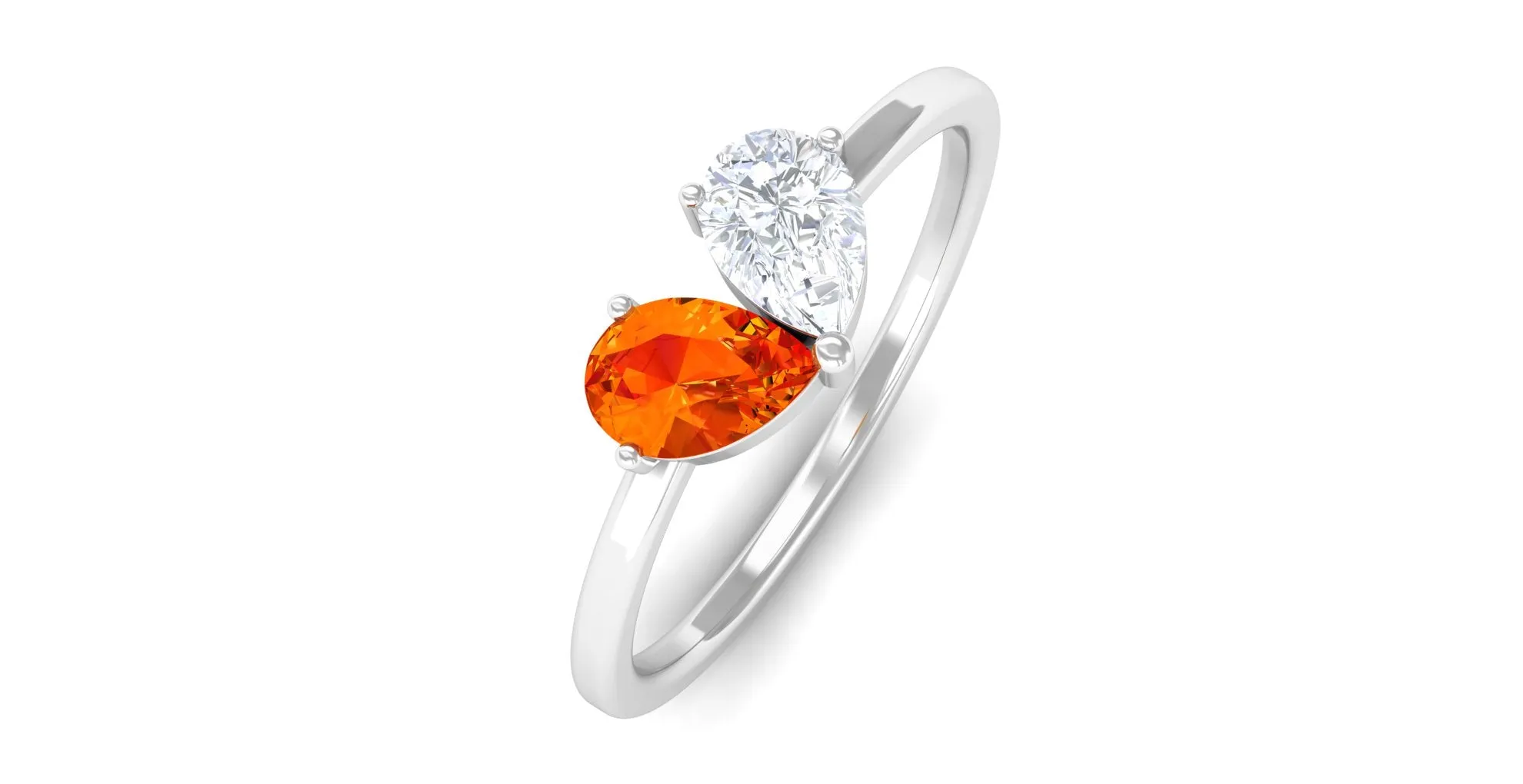 Created Orange Sapphire Toi Et Moi Ring