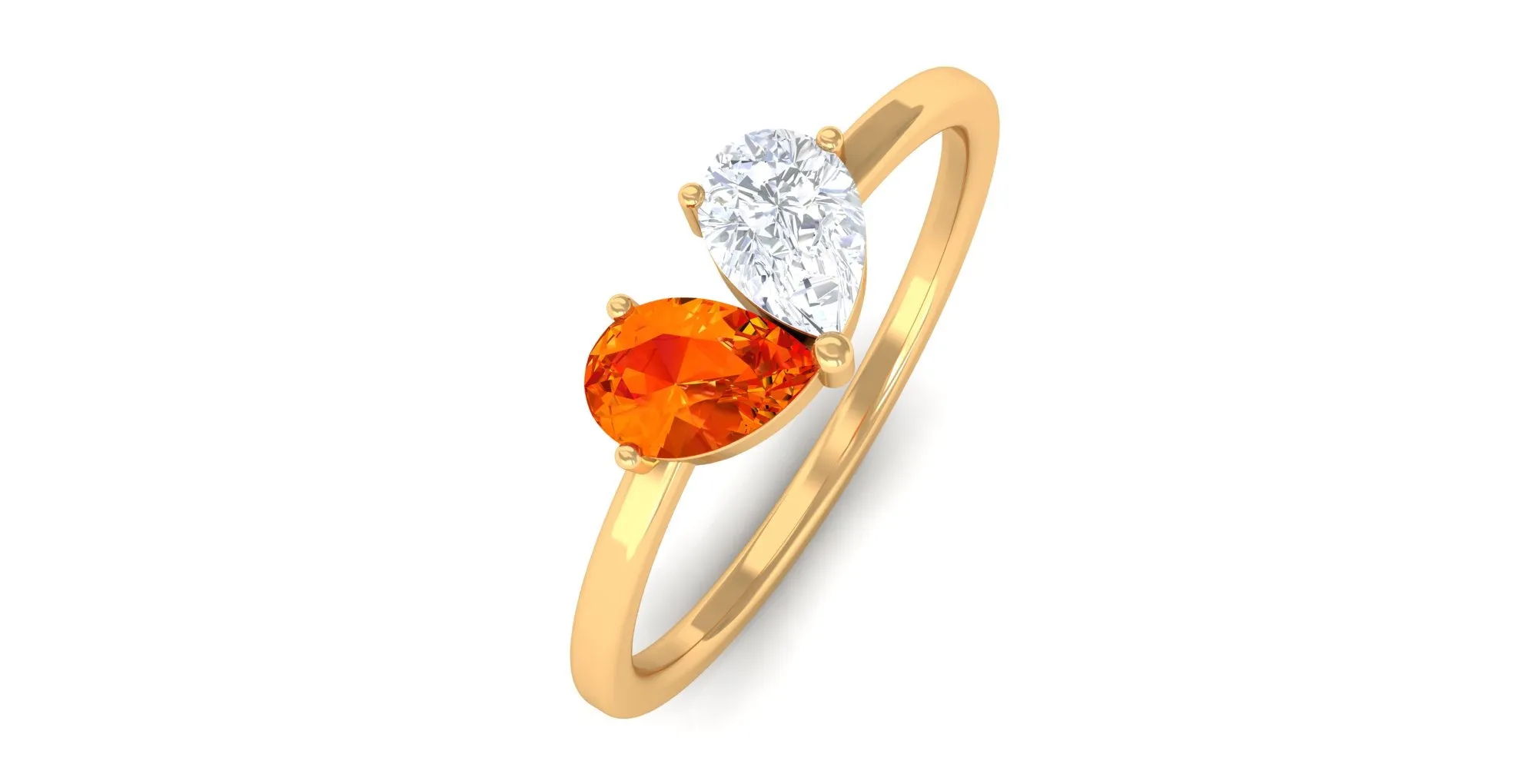 Created Orange Sapphire Toi Et Moi Ring