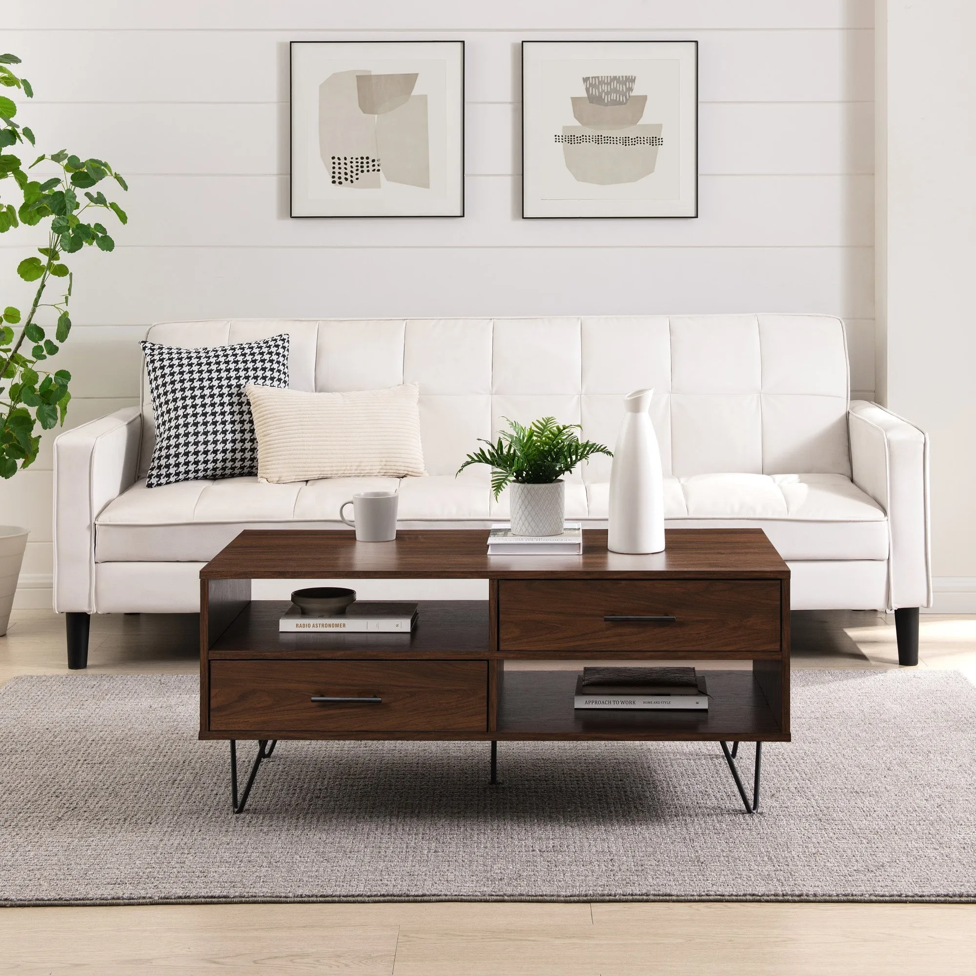 Croft 42" 2-Drawer Coffee Table with Hairpin Legs