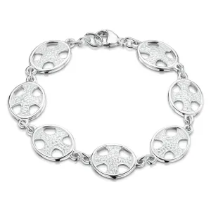 Cross of the Kirk Silver 7-link Bracelet in Crystal Enamel