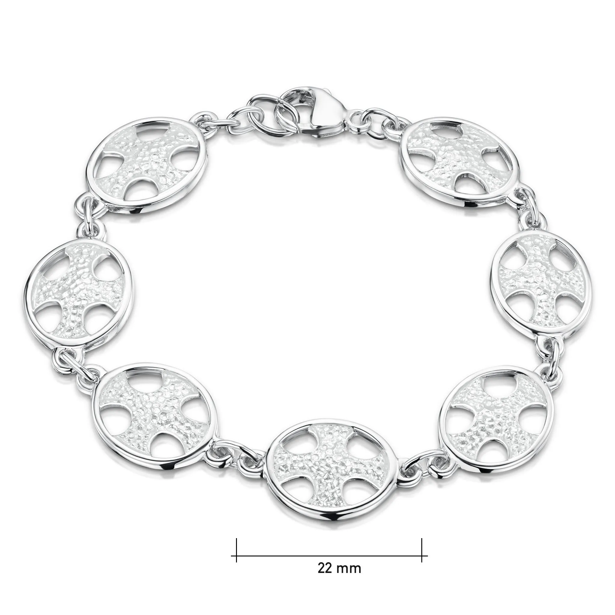 Cross of the Kirk Silver 7-link Bracelet in Crystal Enamel