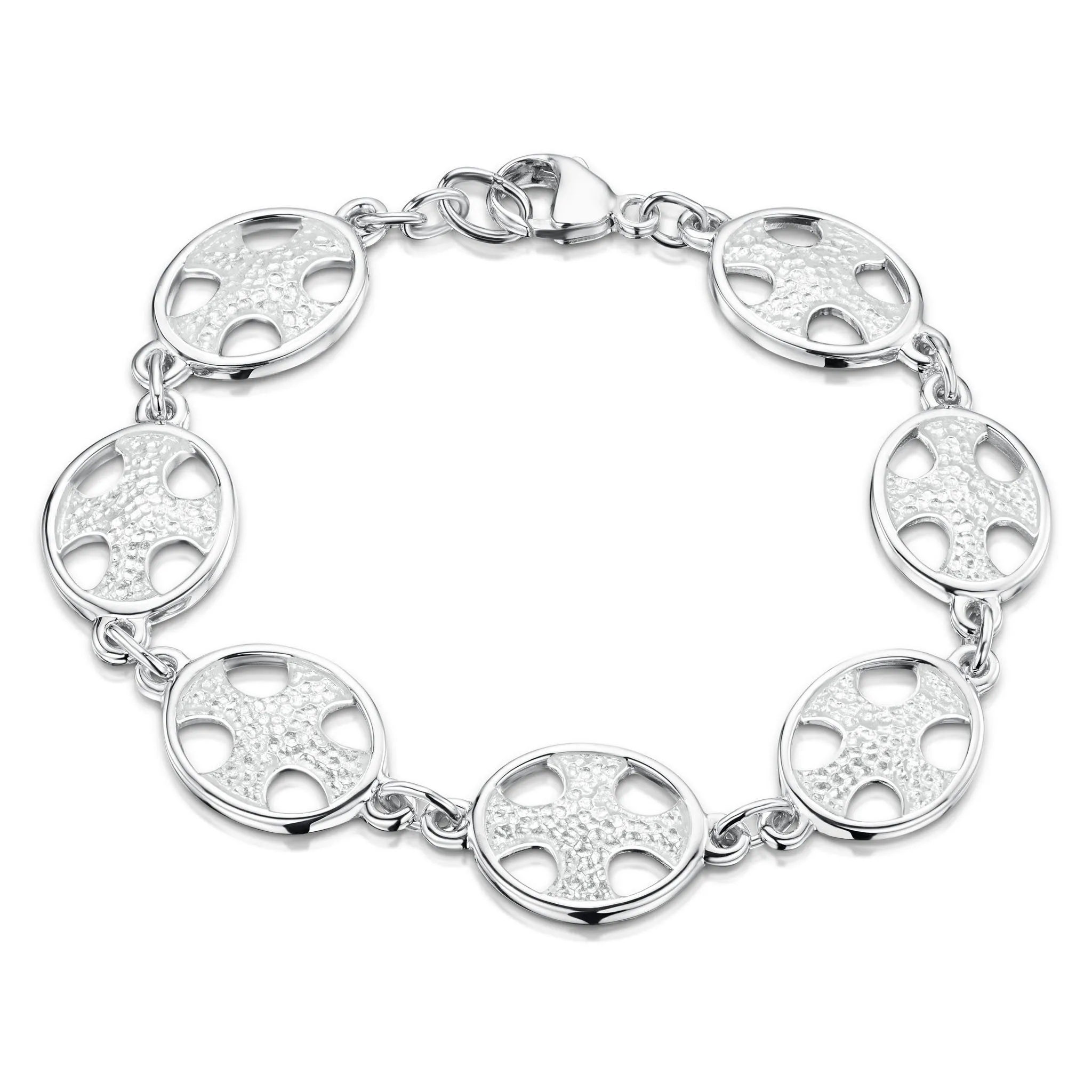 Cross of the Kirk Silver 7-link Bracelet in Crystal Enamel