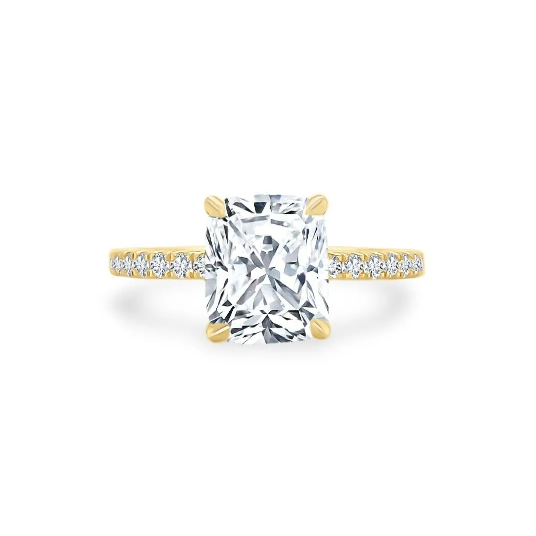 Cushion Cut Solitaire on Diamond Band