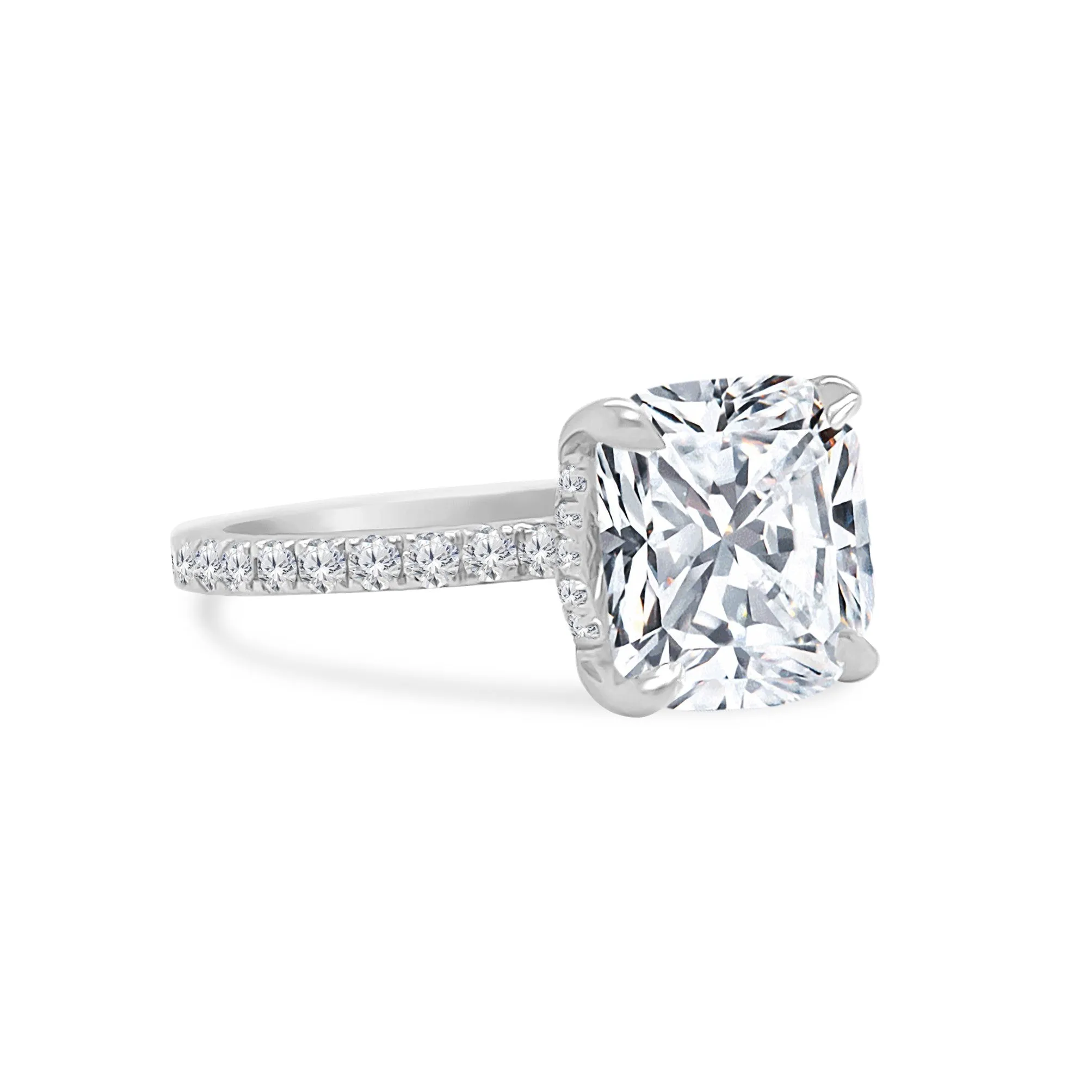 Cushion Cut Solitaire on Diamond Band