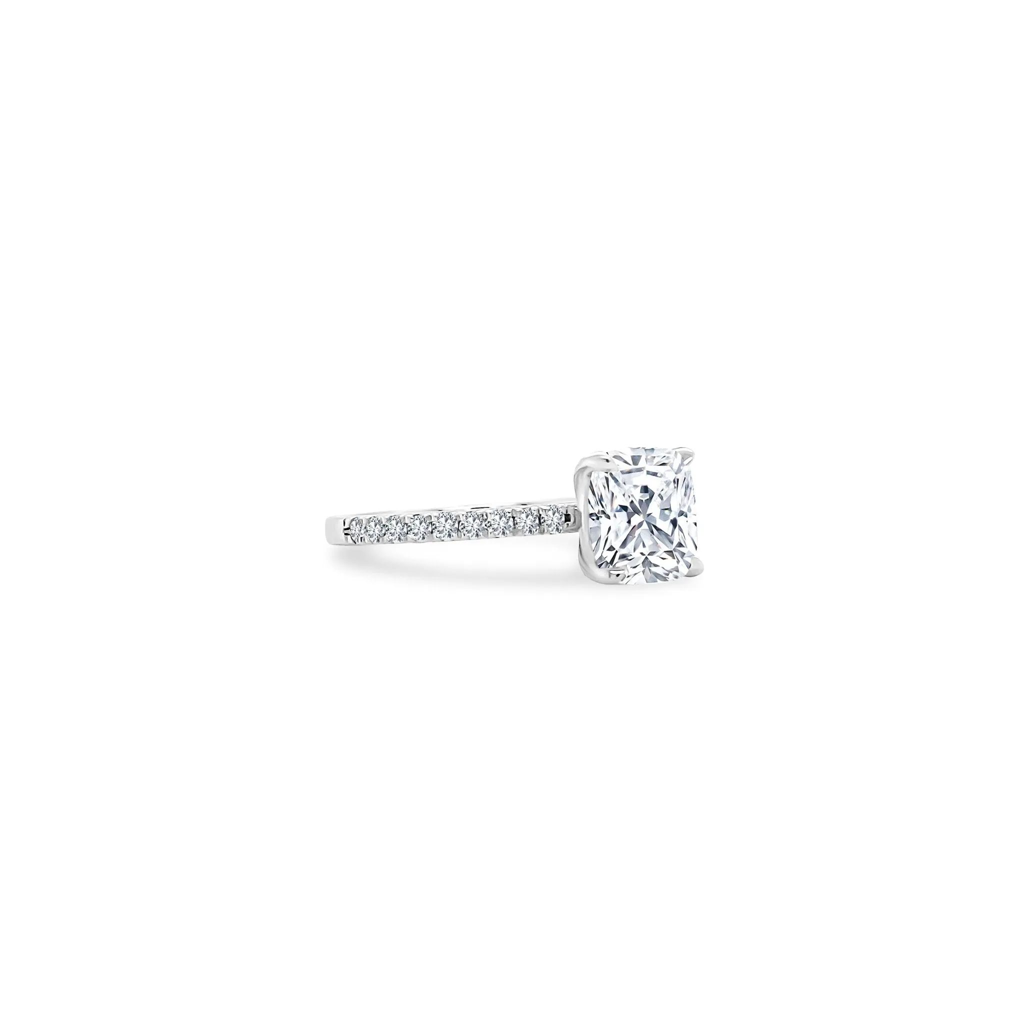 Cushion Cut Solitaire on Diamond Band