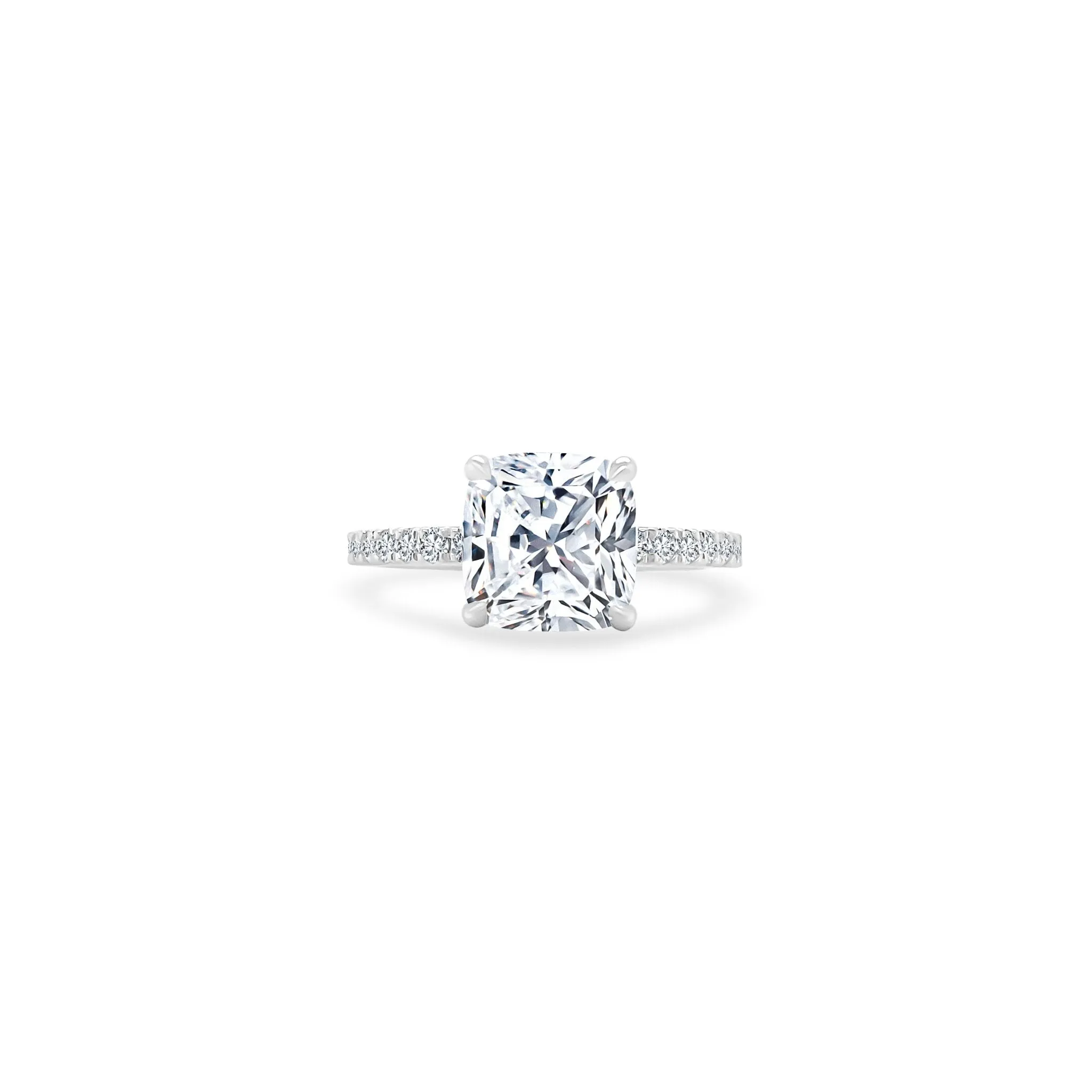 Cushion Cut Solitaire on Diamond Band