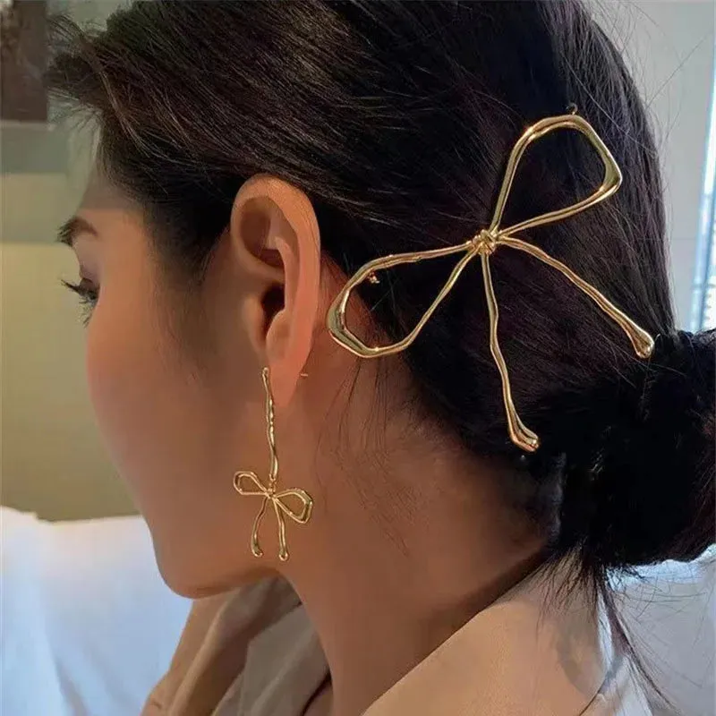 Cute Gold Bowknot Hairpin