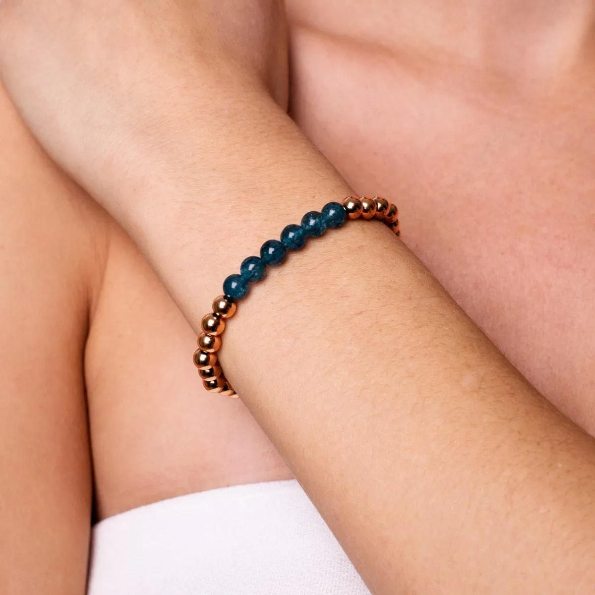 Delightful | 18k Rose Gold | Blue Crystal | Gemstone Expression Bracelet