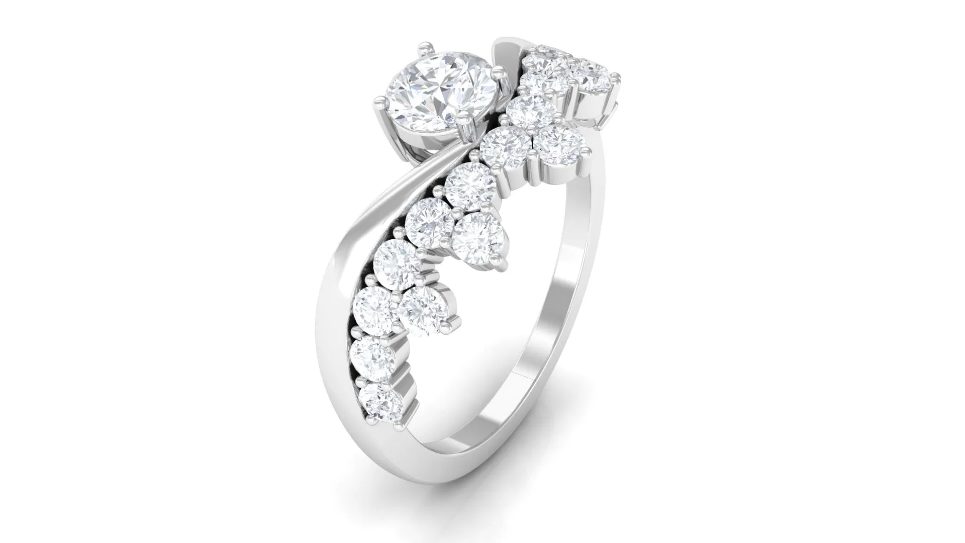 Designer Lab Grown Diamond Curved Engagement Ring