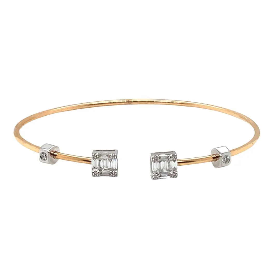 Diamond Baguette Cuff Bangle Bracelet