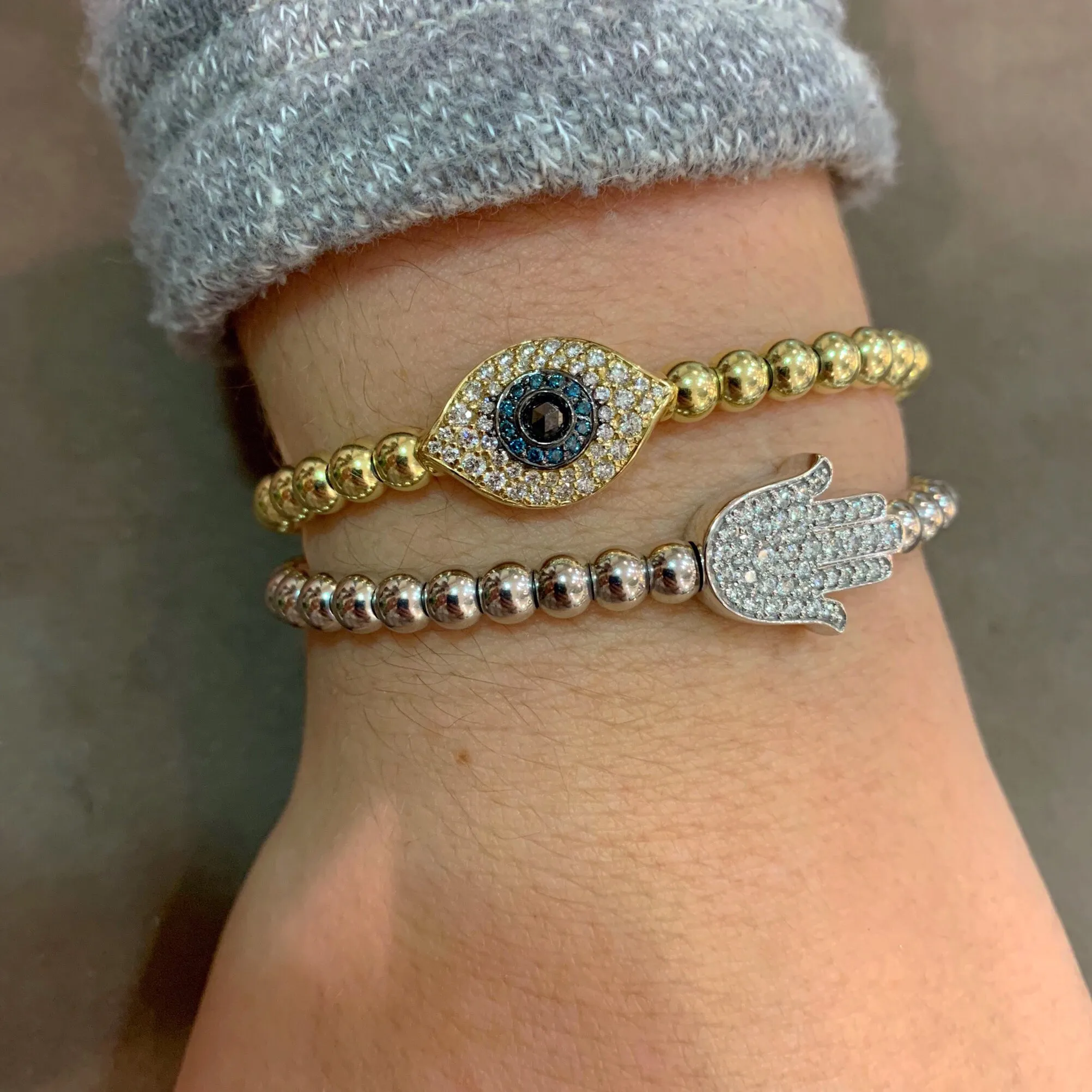 Diamond Evil Eye Stretch Bracelet