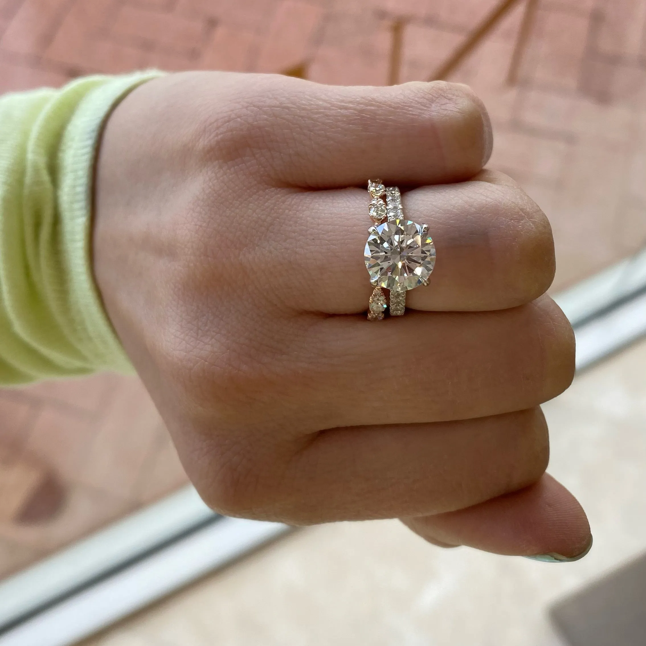 Diamond Pear Clusters Stackable Ring