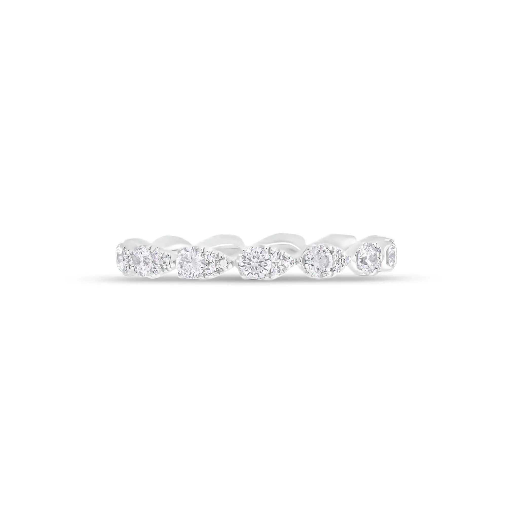 Diamond Pear Clusters Stackable Ring