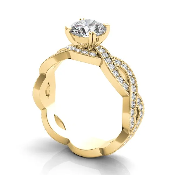 Diamond Twisted Milgrain Engagement Ring