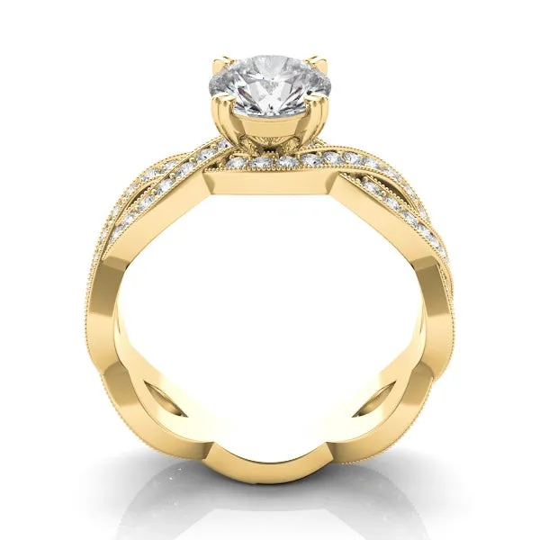 Diamond Twisted Milgrain Engagement Ring