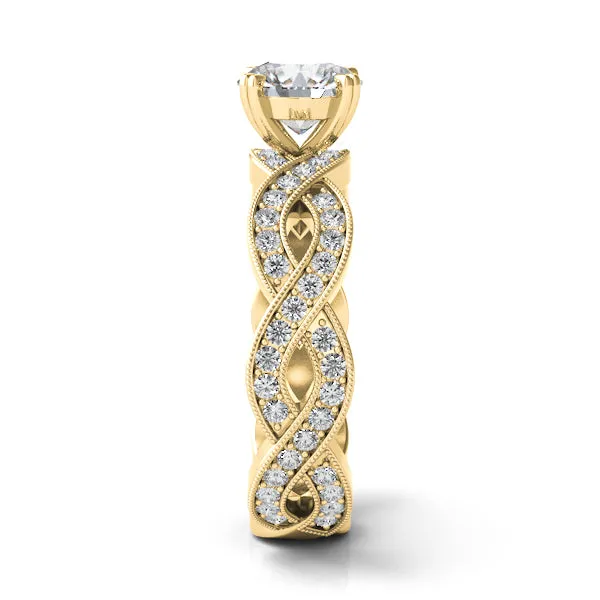 Diamond Twisted Milgrain Engagement Ring