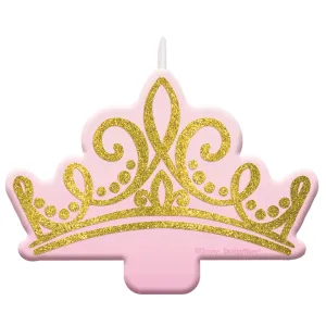 Disney Princess Once Upon A Time Glittered Crown Candle 6cm x 9cm Each