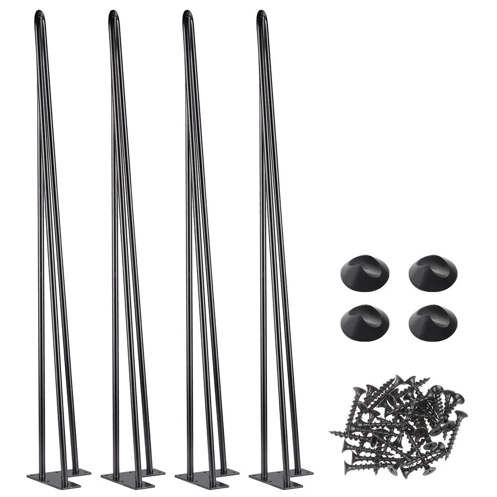 DIY 34 Inch Hairpin Legs, Set(4), 3-Rod, Black