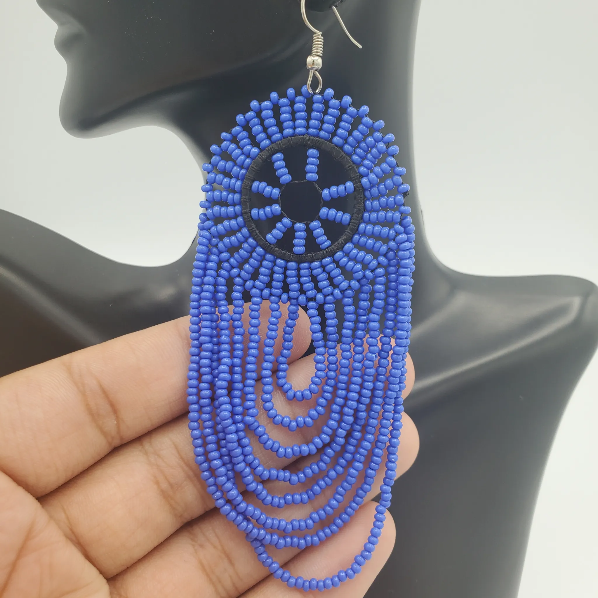 Dream Catcher Beaded Earrings, Blue