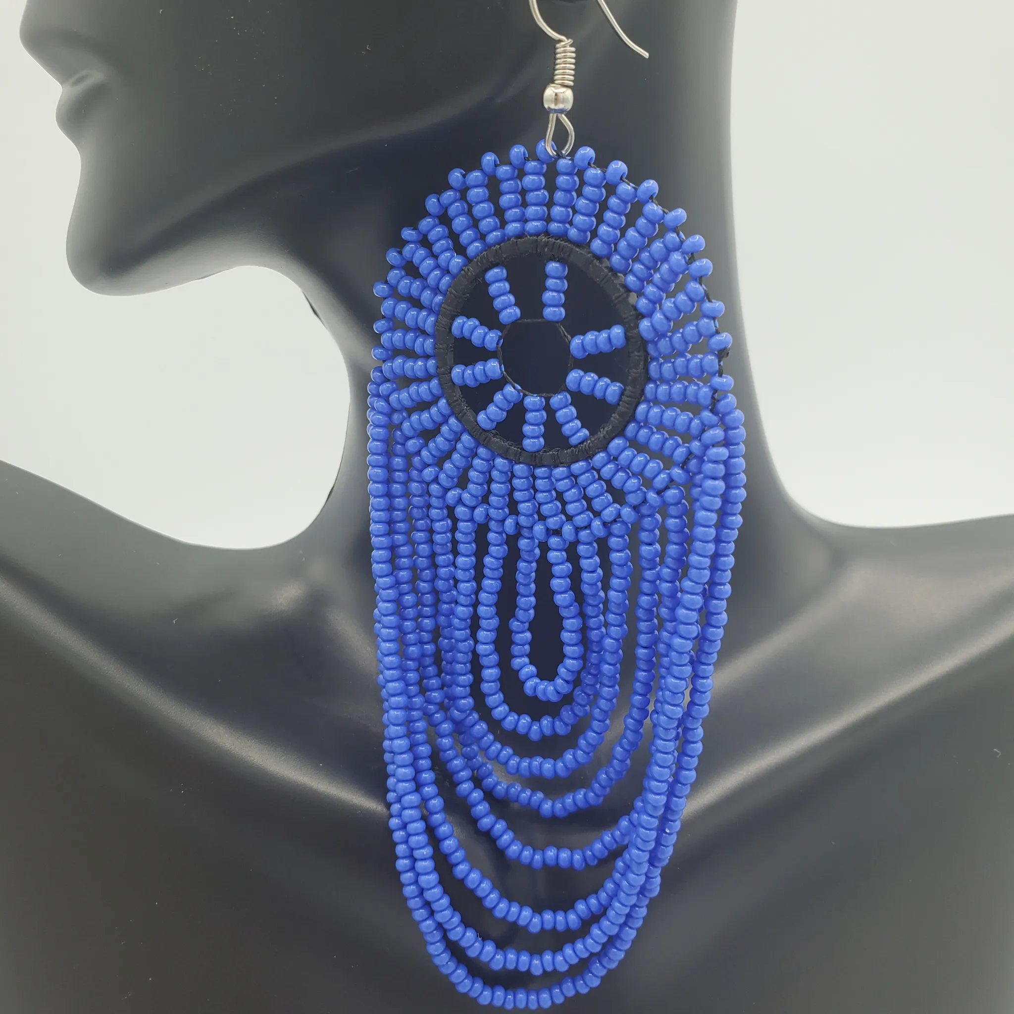 Dream Catcher Beaded Earrings, Blue