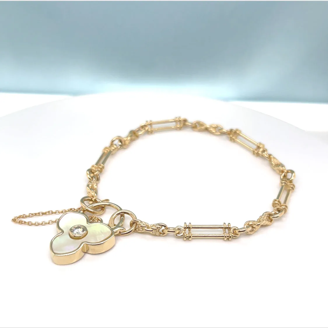 Edwardian Link Charlotte Pearl Padlock Bracelet