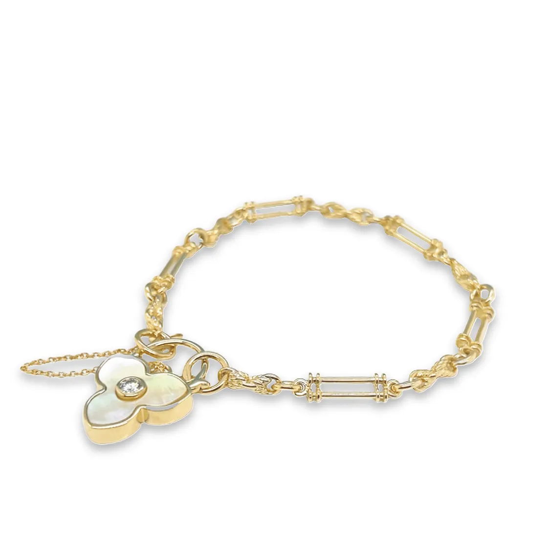 Edwardian Link Charlotte Pearl Padlock Bracelet