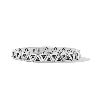 Faceted Link Triangle Bracelet in Sterling Silver with Black Diamonds