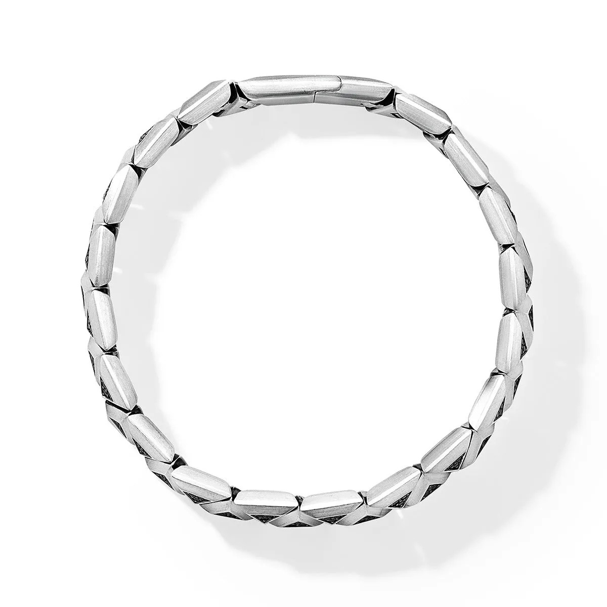 Faceted Link Triangle Bracelet in Sterling Silver with Black Diamonds