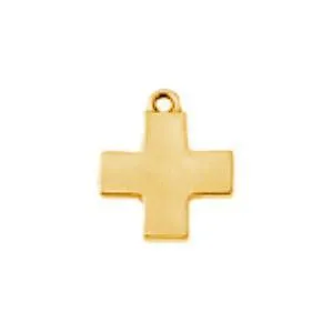 Flat Cross Plated Gold Charm