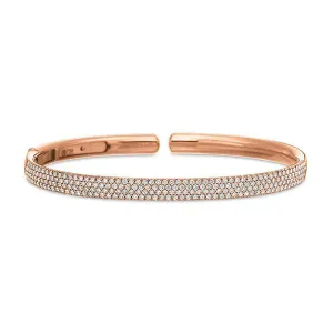 Four Row Pave Diamond Hinged Cuff Bracelet