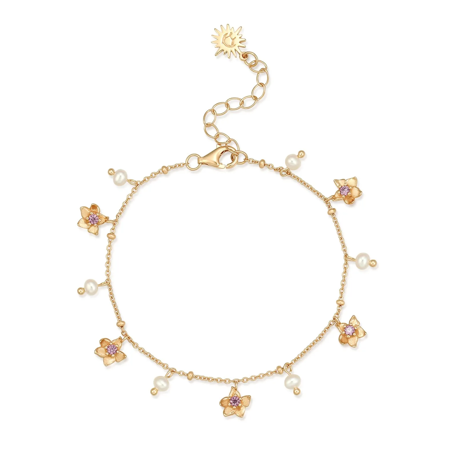 Freshwater Pearl Floral Gold Bracelet - Iris