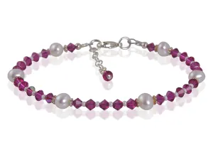 Fuchsia Pink Crystal Pearl Bracelet