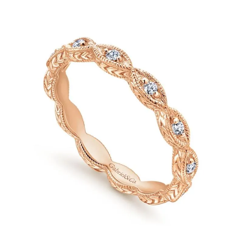 Gabriel & Co. 14k Rose Gold Stackable Diamond Ring