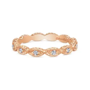 Gabriel & Co. 14k Rose Gold Stackable Diamond Ring