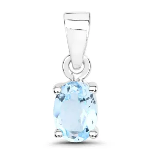 Genuine Blue Topaz Solitaire Pendant