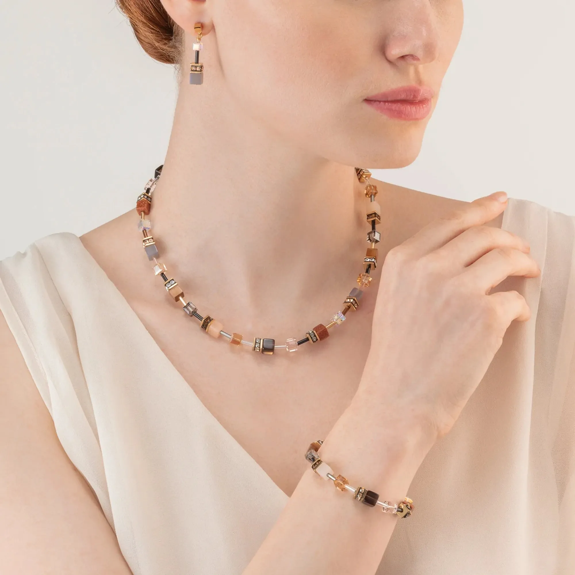 GeoCUBE Iconic Precious Necklace Brown